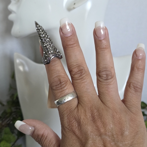 Silver with Rhinestones Claw Midi Ring - Picture 7 of 11
